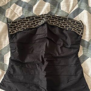 Zara Black Strapless Top with Zipper Detail